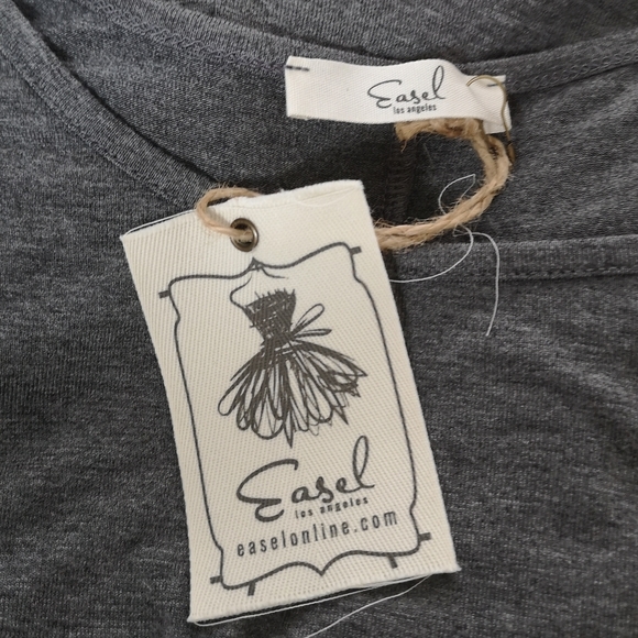 Easel Los Angeles Dress Tunic Ruffle Hem Gray Long Sleeve Stretch Medium Large - Picture 8 of 9